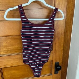 Striped Burgundy Tank Bodysuit